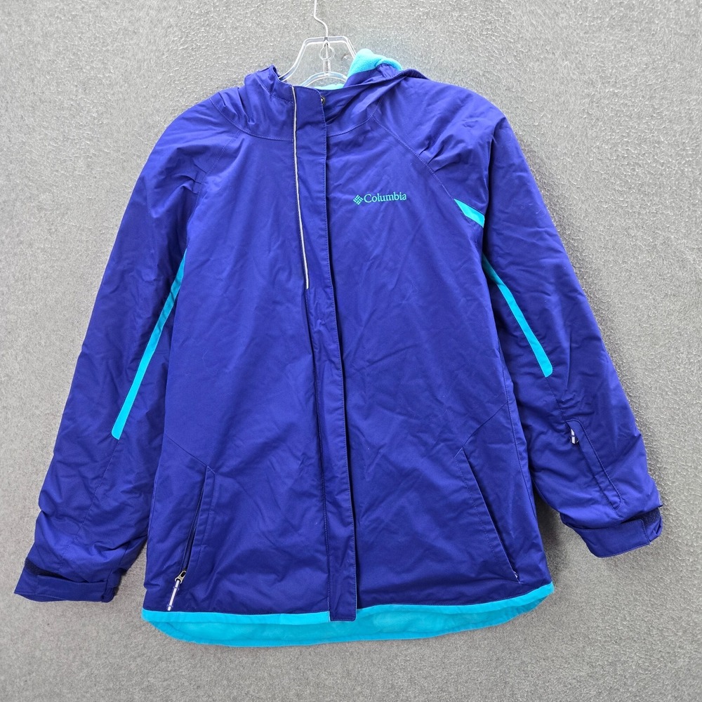 Columbia Boy Jacket XL Blue Hooded Omni Heat Out‎ Grown Pockets Full Zip